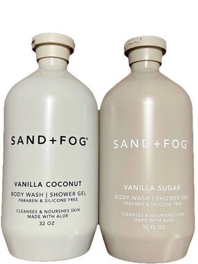 Set of 2! Sand + Fog Body Wash Shower Gel Vanilla Sugar & Vanilla Coconut 32oz